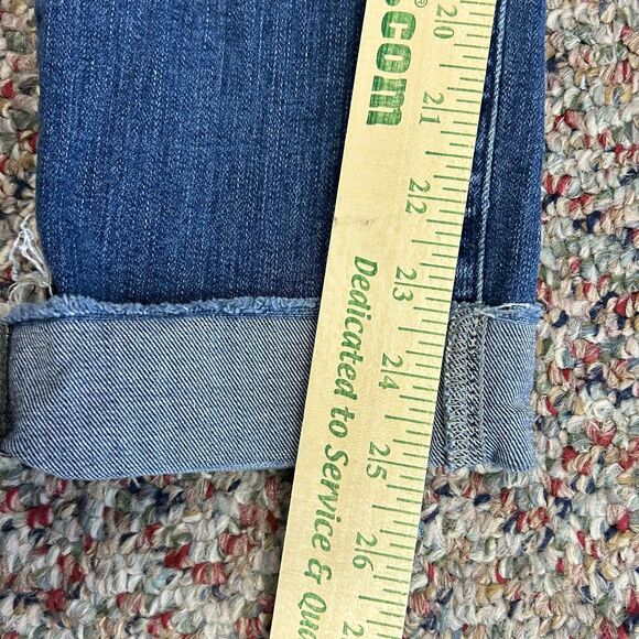 Paige Hoxton Blue Medium Wash Mid Rise Slim Crop Fray Hem Jeans Size 29 - Picture 14 of 15